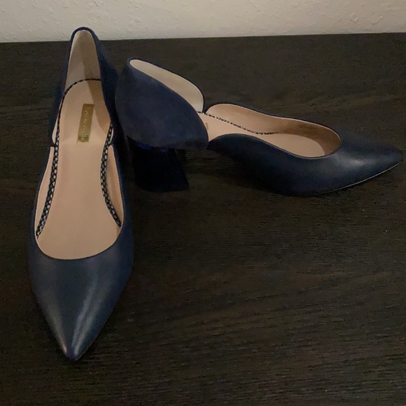Navy block heel pumps - Picture 3 of 5